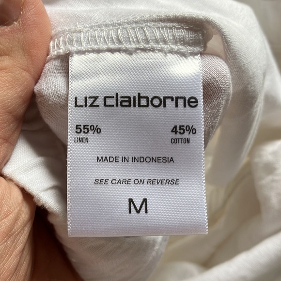 Liz Claiborne White Linen Blend Beachy Pants, M - Picture 5 of 8